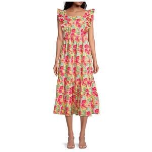 Peyton & Parker Women Size 3X Floral Pink Mommy & Me Smoking Midi Dress NEW